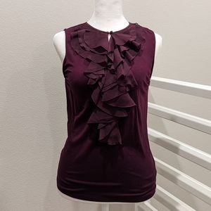 Lauren Ralph Lauren Sleeveless Ruffle Top Burgundy Size S Petite